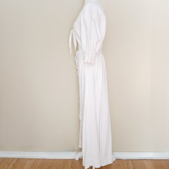 Free People String of Hearts Linen Blend Cutout Maxi Dress White Size Large - Picture 5 of 9